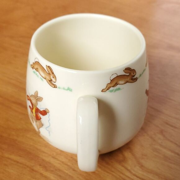 Bunnykins Royal Doulton Childs Cup Rabbits Knitting Easter Baby Gift Bone China - Picture 9 of 15